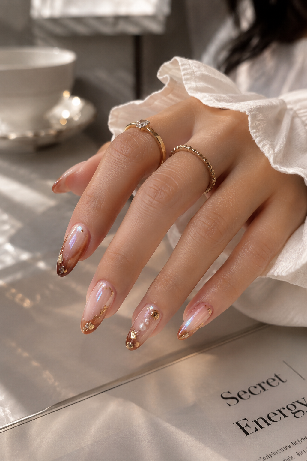Detailed nail art at V & V Nails